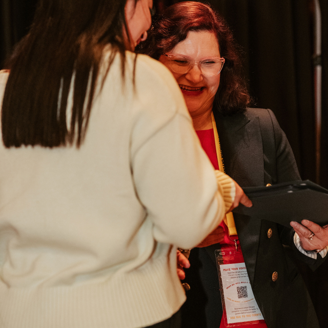 Scholarship winner receiving award