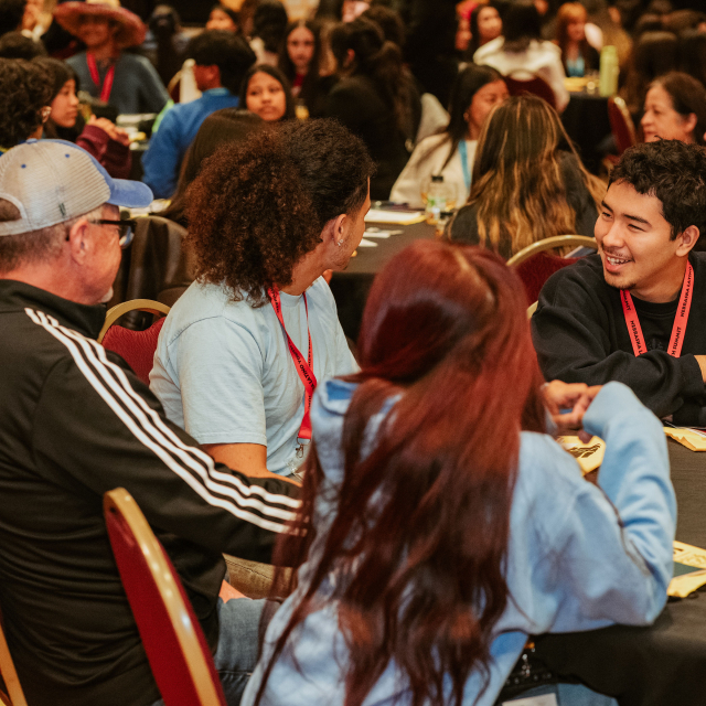 friendly interaction at a table